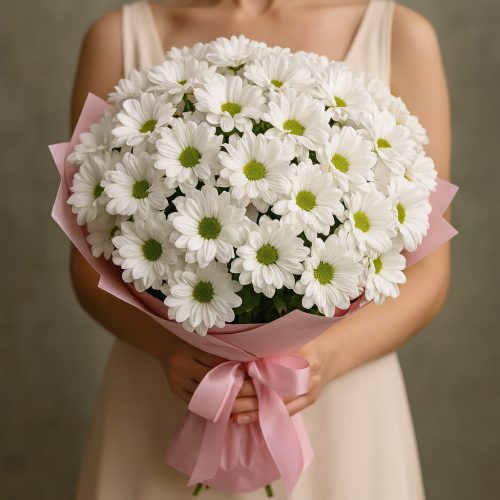 Букет из белых хризантем «Белая нежность»