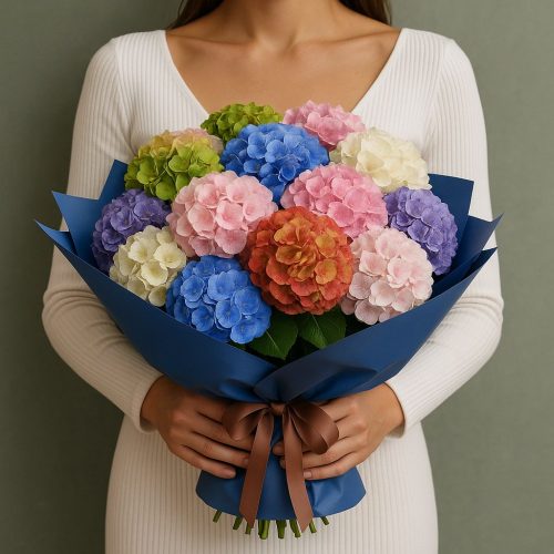 Букет «Радужные гортензии»